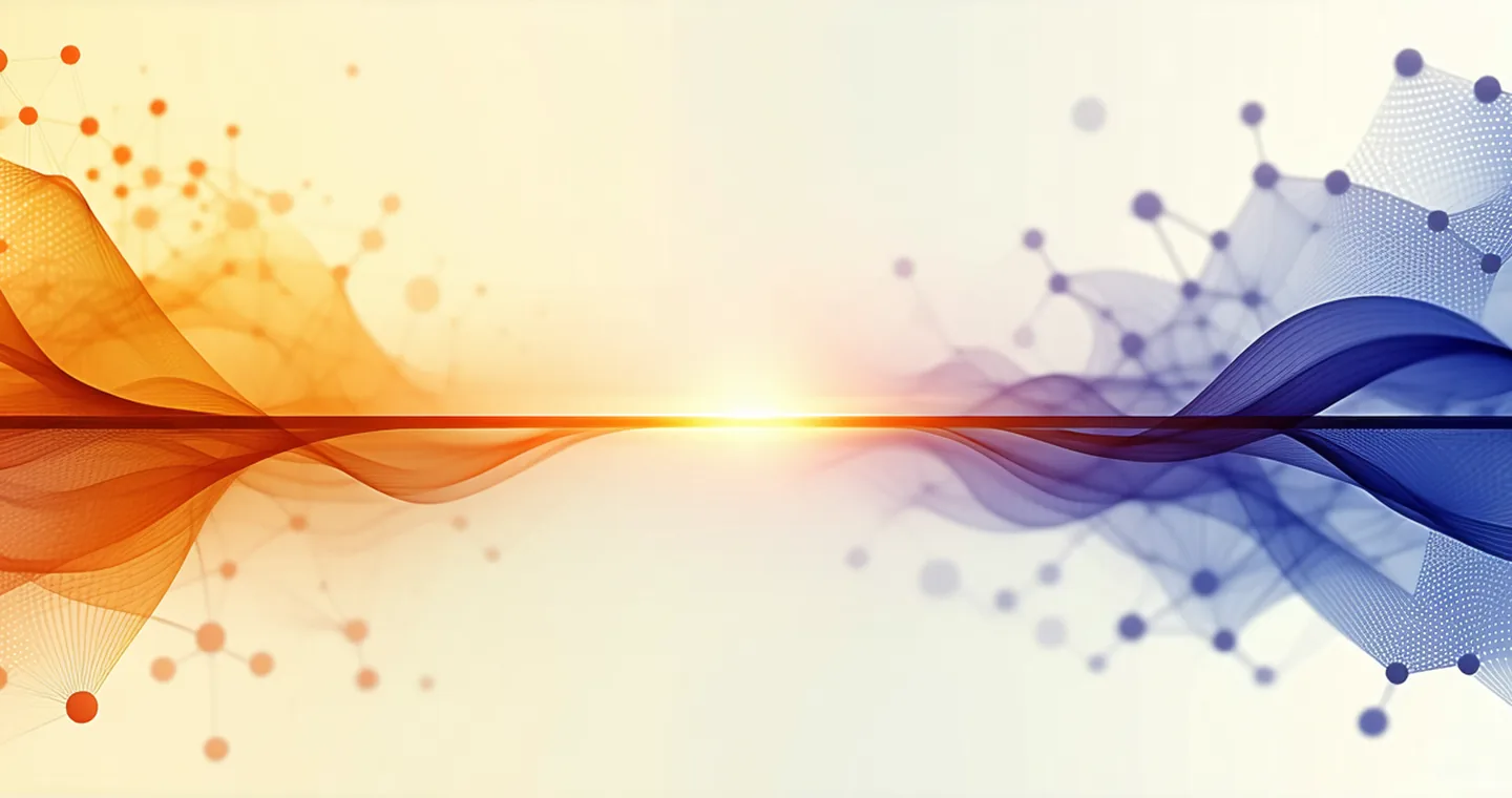 Abstract visualization of connection bridging between two different teams