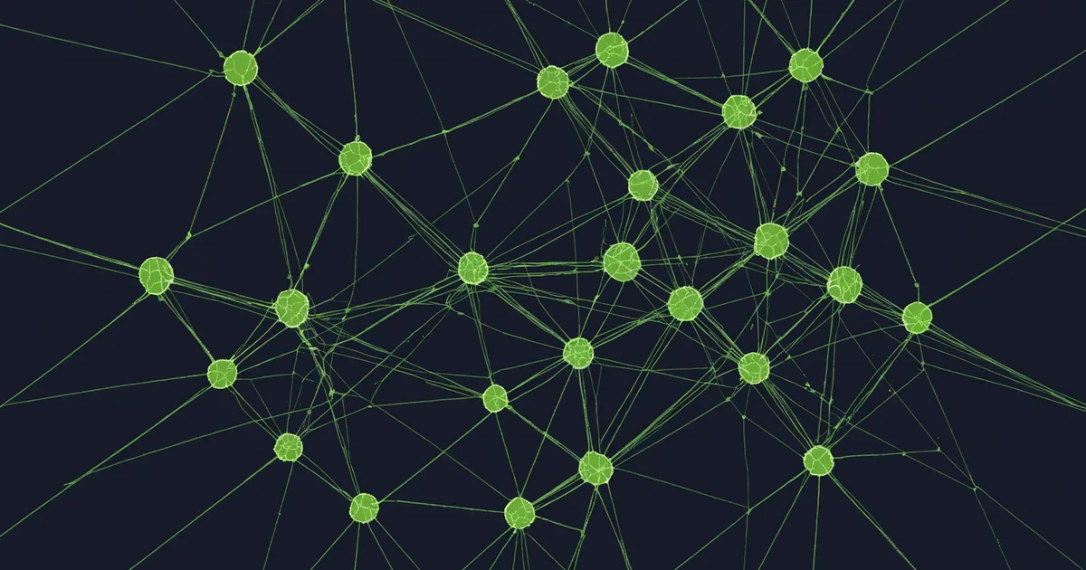 Abstract network diagram — multiple nodes connecting from a single origin point, illustrating stakeholder expansion