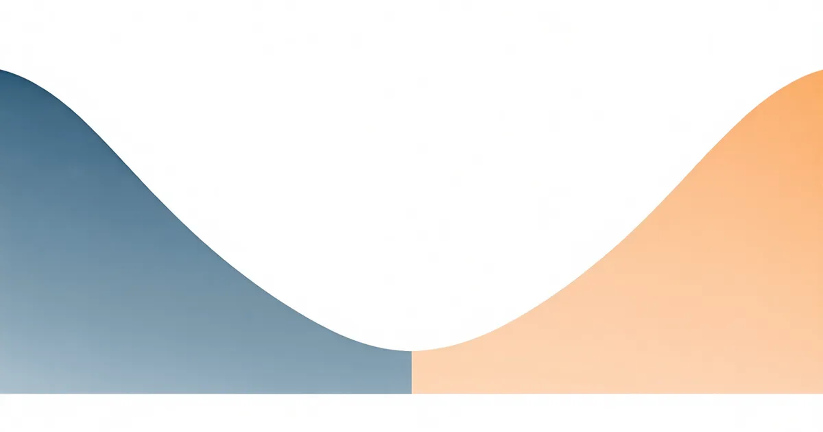 Abstract before-after measurement visualization — two data ranges with a clear delta