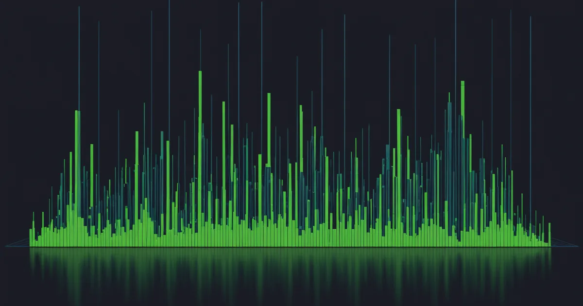 Abstract waveform visualization with extended flat sections representing silence intervals between peaks