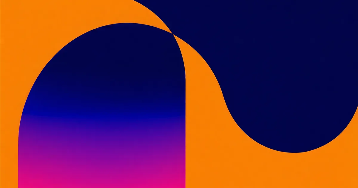 Abstract visualization of conversation ratio — two contrasting arcs representing speaking balance